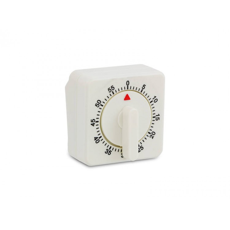 Manual Kitchen Timer 60 Minute Dial - Square White