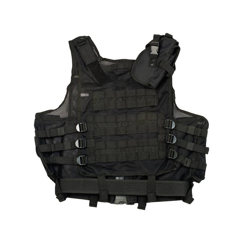 Hunting Fire-Arms Vest with Pistol Holster - Black